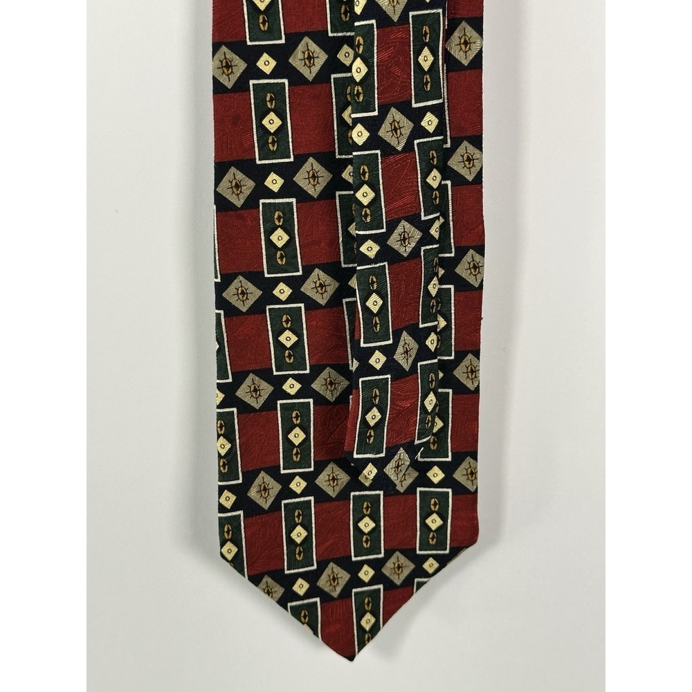 SAVILE ROW Men's 100% Silk Mexico Necktie Red Green Gold Multicolor